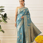 Banarasi Soft Silk Peacock Border Zari Woven Saree With Unstitched Blouse Piece
