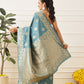 Banarasi Soft Silk Peacock Border Zari Woven Saree With Unstitched Blouse Piece