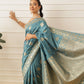 Banarasi Soft Silk Peacock Border Zari Woven Saree With Unstitched Blouse Piece