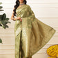 Banarasi Soft Silk Peacock Border Zari Woven Saree With Unstitched Blouse Piece