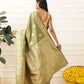 Banarasi Soft Silk Peacock Border Zari Woven Saree With Unstitched Blouse Piece