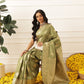 Banarasi Soft Silk Peacock Border Zari Woven Saree With Unstitched Blouse Piece