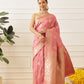 Banarasi Soft Silk Peacock Border Zari Woven Saree With Unstitched Blouse Piece