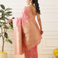 Banarasi Soft Silk Peacock Border Zari Woven Saree With Unstitched Blouse Piece