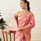 Banarasi Soft Silk Peacock Border Zari Woven Saree With Unstitched Blouse Piece