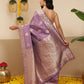 Banarasi Soft Silk Peacock Border Zari Woven Saree With Unstitched Blouse Piece
