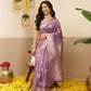 Banarasi Soft Silk Peacock Border Zari Woven Saree With Unstitched Blouse Piece