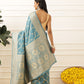 Banarasi Soft Silk Lahariya Work Zari Woven Saree With Unstitched Blouse Piece