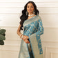Banarasi Soft Silk Lahariya Work Zari Woven Saree With Unstitched Blouse Piece