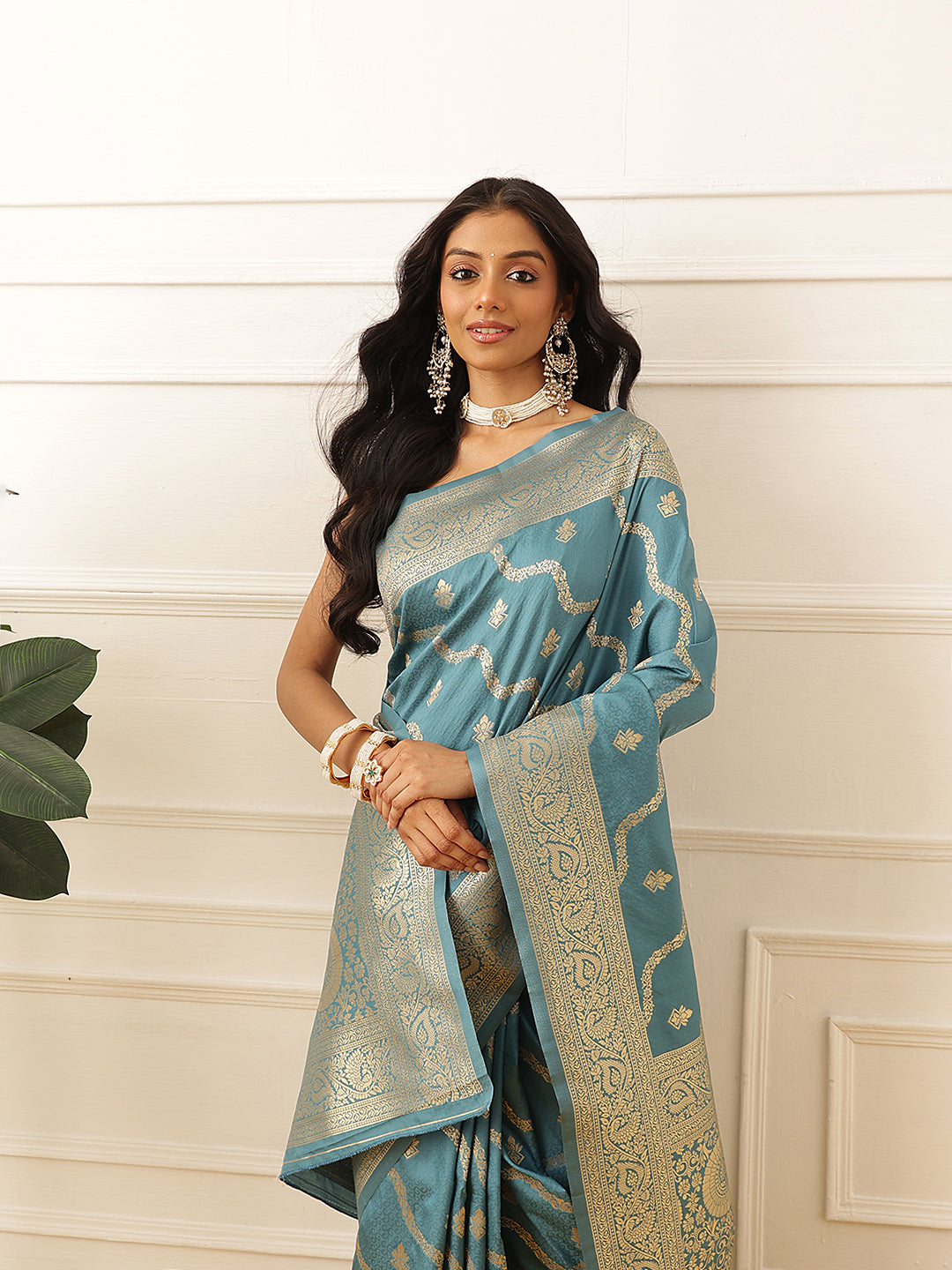Banarasi Soft Silk Lahariya Work Zari Woven Saree With Unstitched Blouse Piece