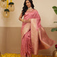Banarasi Soft Silk Small Zari Butta Work Woven Saree With Unstitched Blouse Piece
