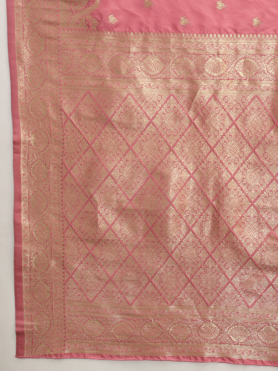 Banarasi Soft Silk Small Zari Butta Work Woven Saree With Unstitched Blouse Piece