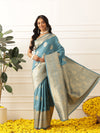Banarasi Soft Silk Paisley Butta Work Woven Saree With Unstitched Blouse Piece
