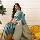 Banarasi Soft Silk Paisley Butta Work Woven Saree With Unstitched Blouse Piece