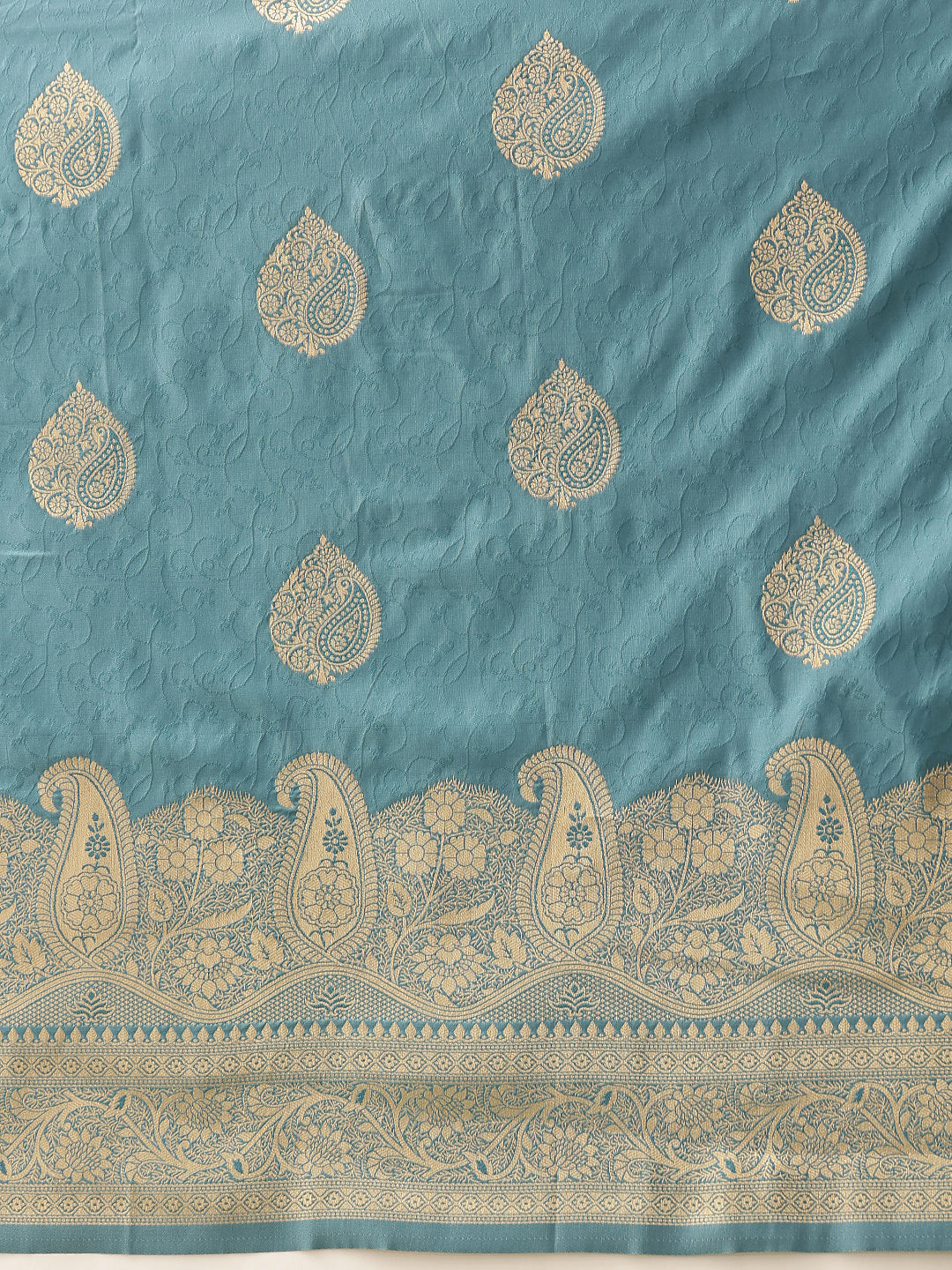 Banarasi Soft Silk Paisley Butta Work Woven Saree With Unstitched Blouse Piece