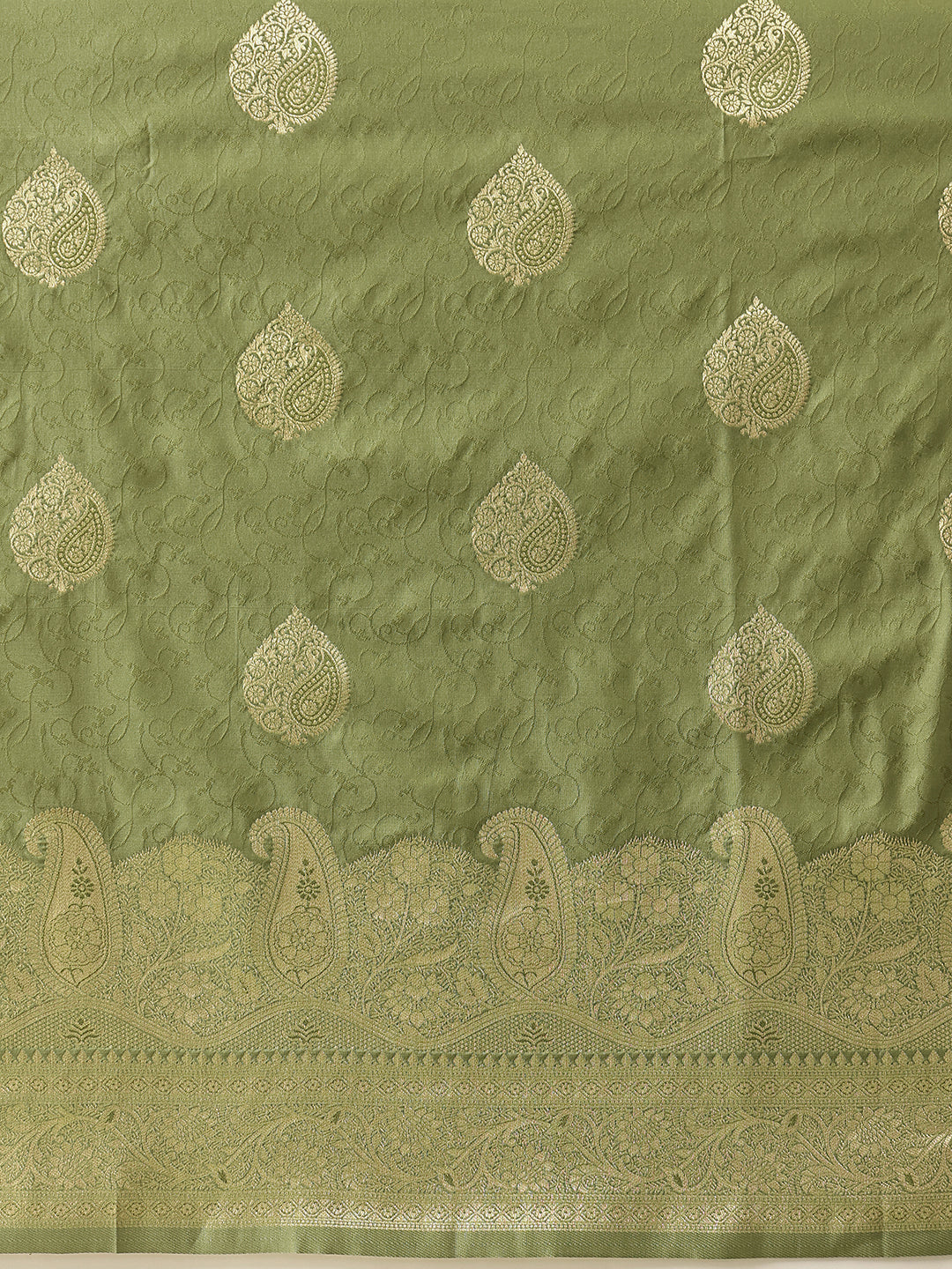 Banarasi Soft Silk Paisley Butta Work Woven Saree With Unstitched Blouse Piece