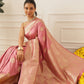 Banarasi Soft Silk Paisley Butta Work Woven Saree With Unstitched Blouse Piece