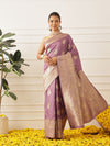 Banarasi Soft Silk Paisley Butta Work Woven Saree With Unstitched Blouse Piece