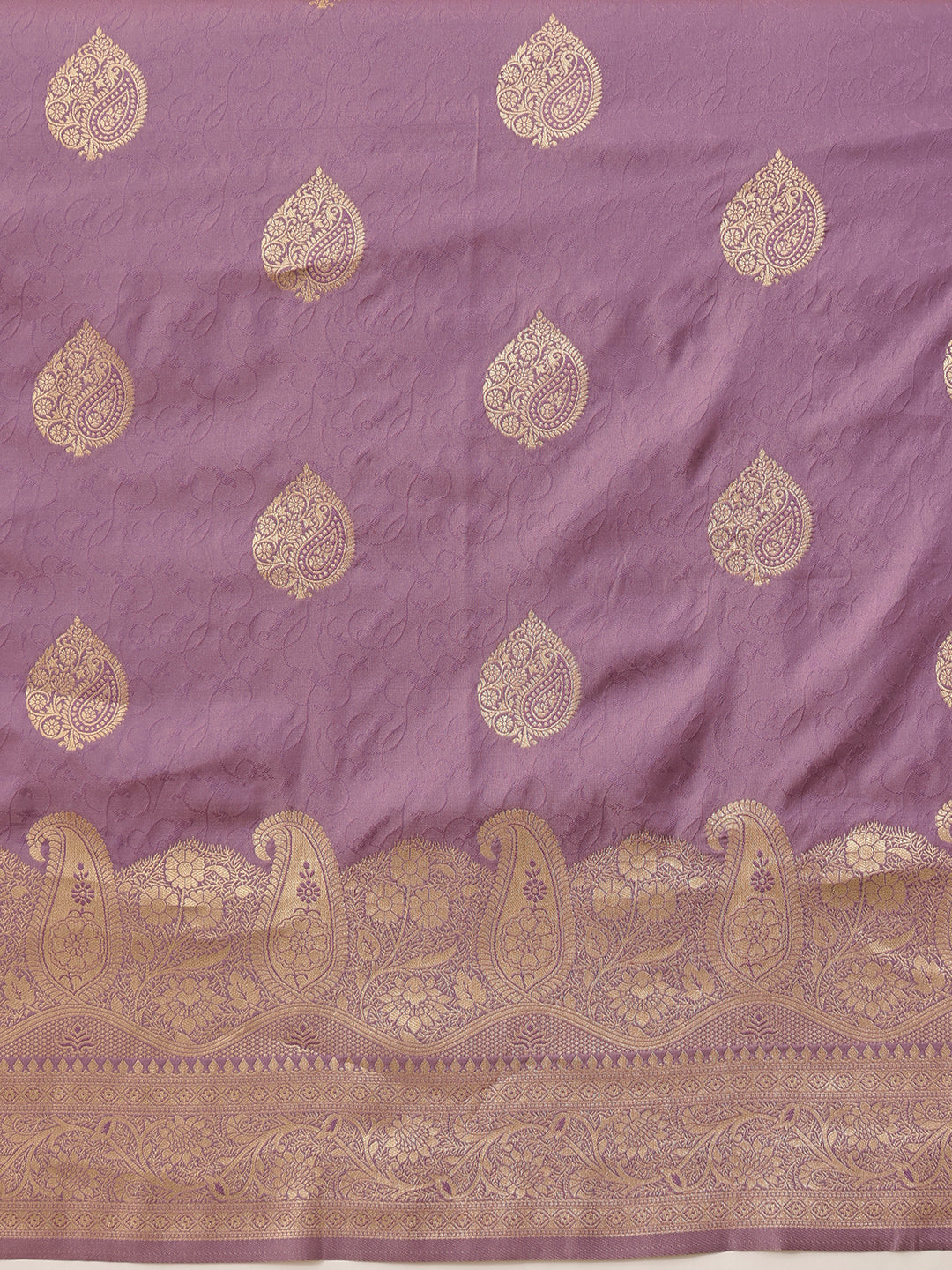 Banarasi Soft Silk Paisley Butta Work Woven Saree With Unstitched Blouse Piece