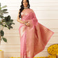 Banarasi Soft Silk Zari Butta Work Woven Saree With Unstitched Blouse Piece