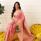 Banarasi Soft Silk Zari Butta Work Woven Saree With Unstitched Blouse Piece