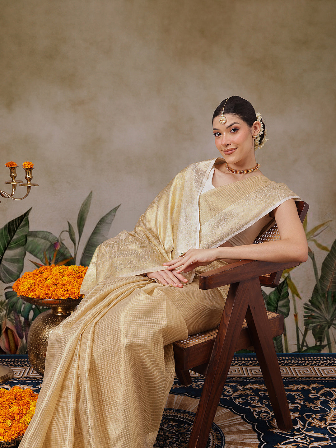 Onam Special Muga Checks Silk Saree