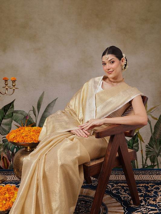 Onam Special Muga Checks Silk Saree