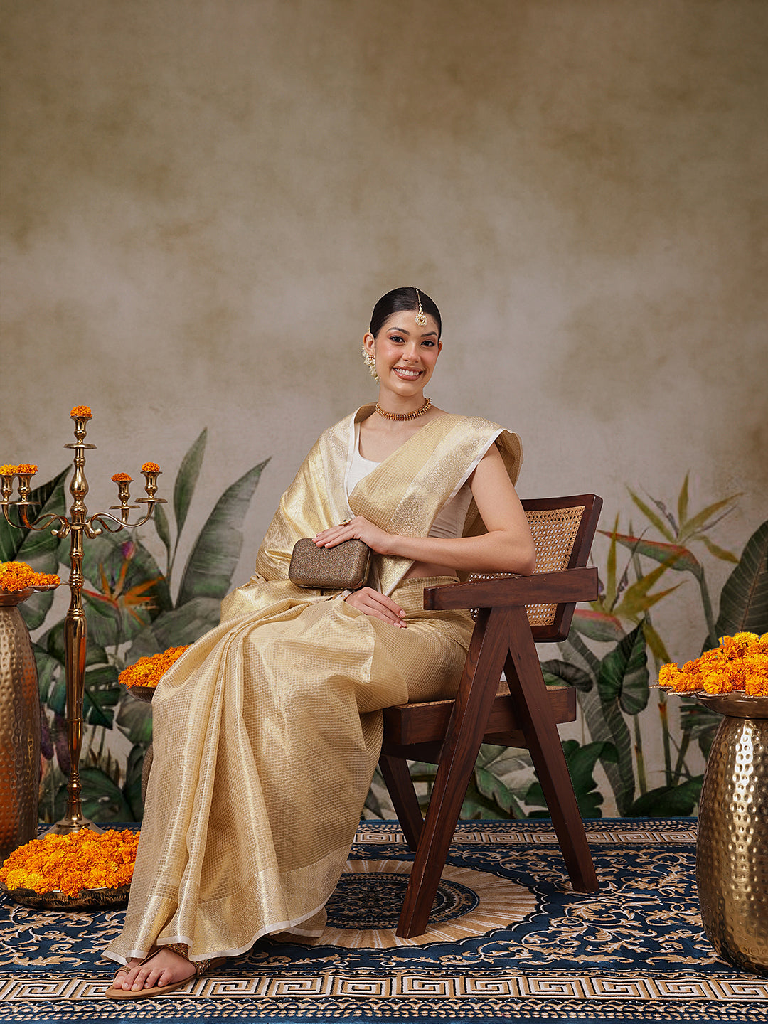 Onam Special Muga Checks Silk Saree