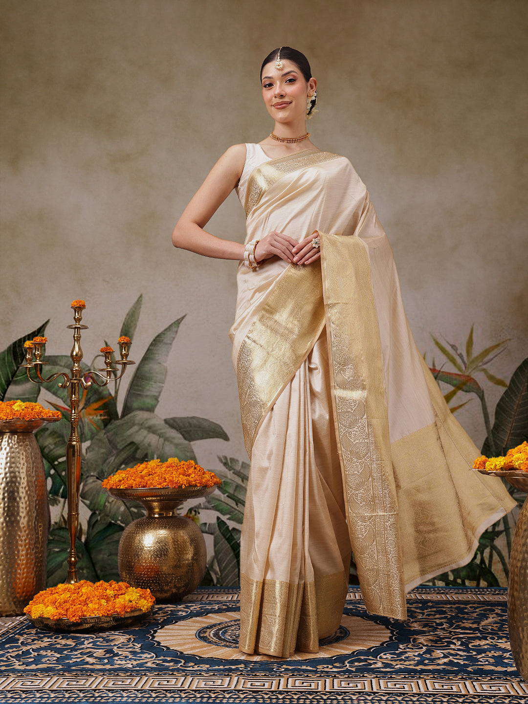 Onam Special Solid Silk Zari Woven Saree