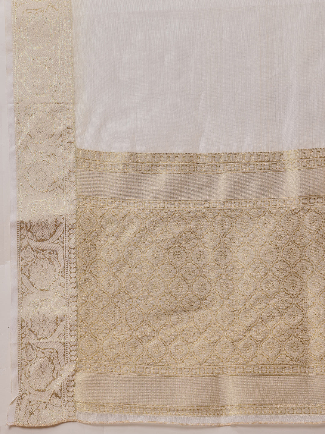 Onam Special Off White Zari Woven Saree