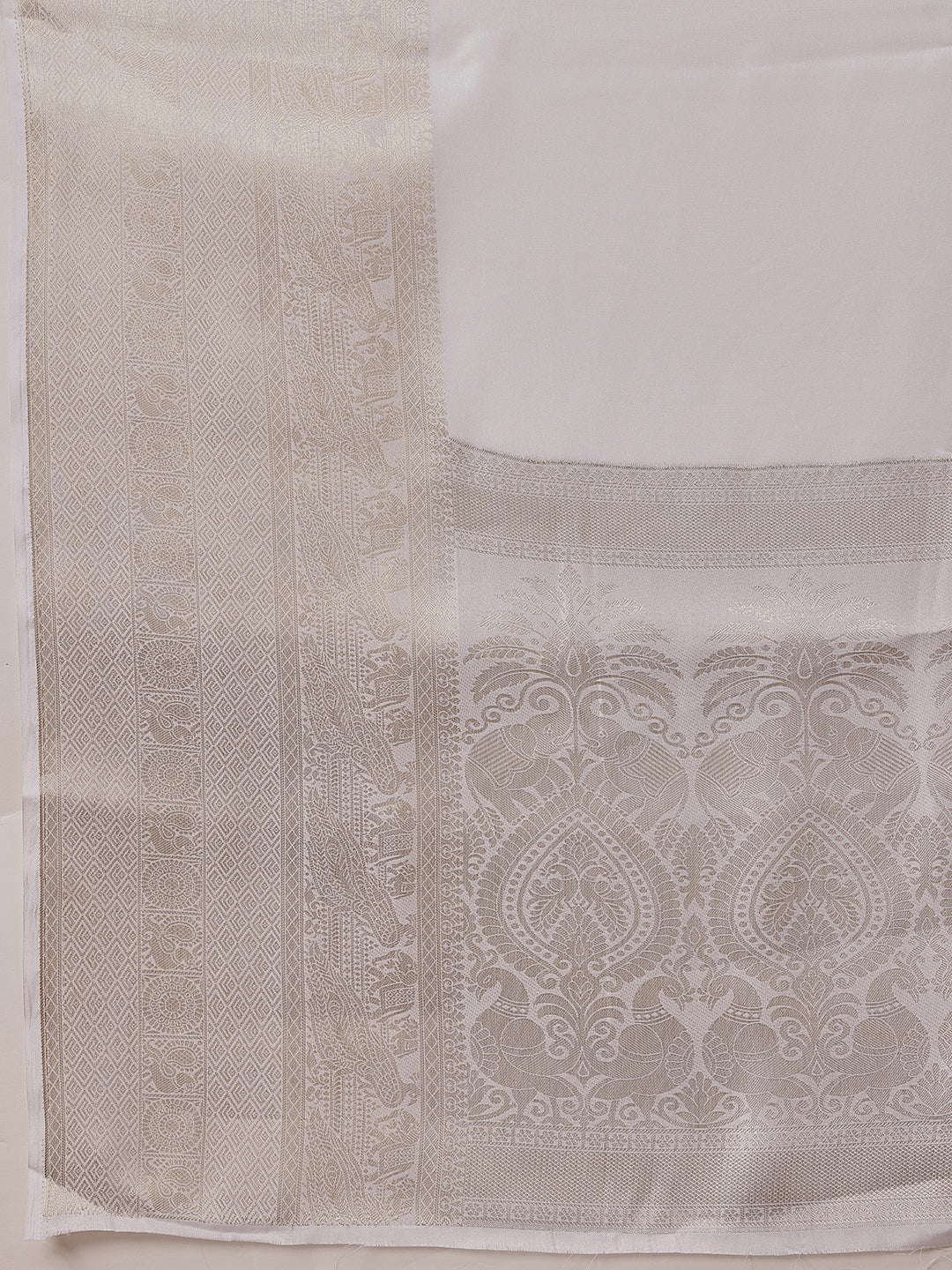 Onam Special Off White Zari Woven Saree