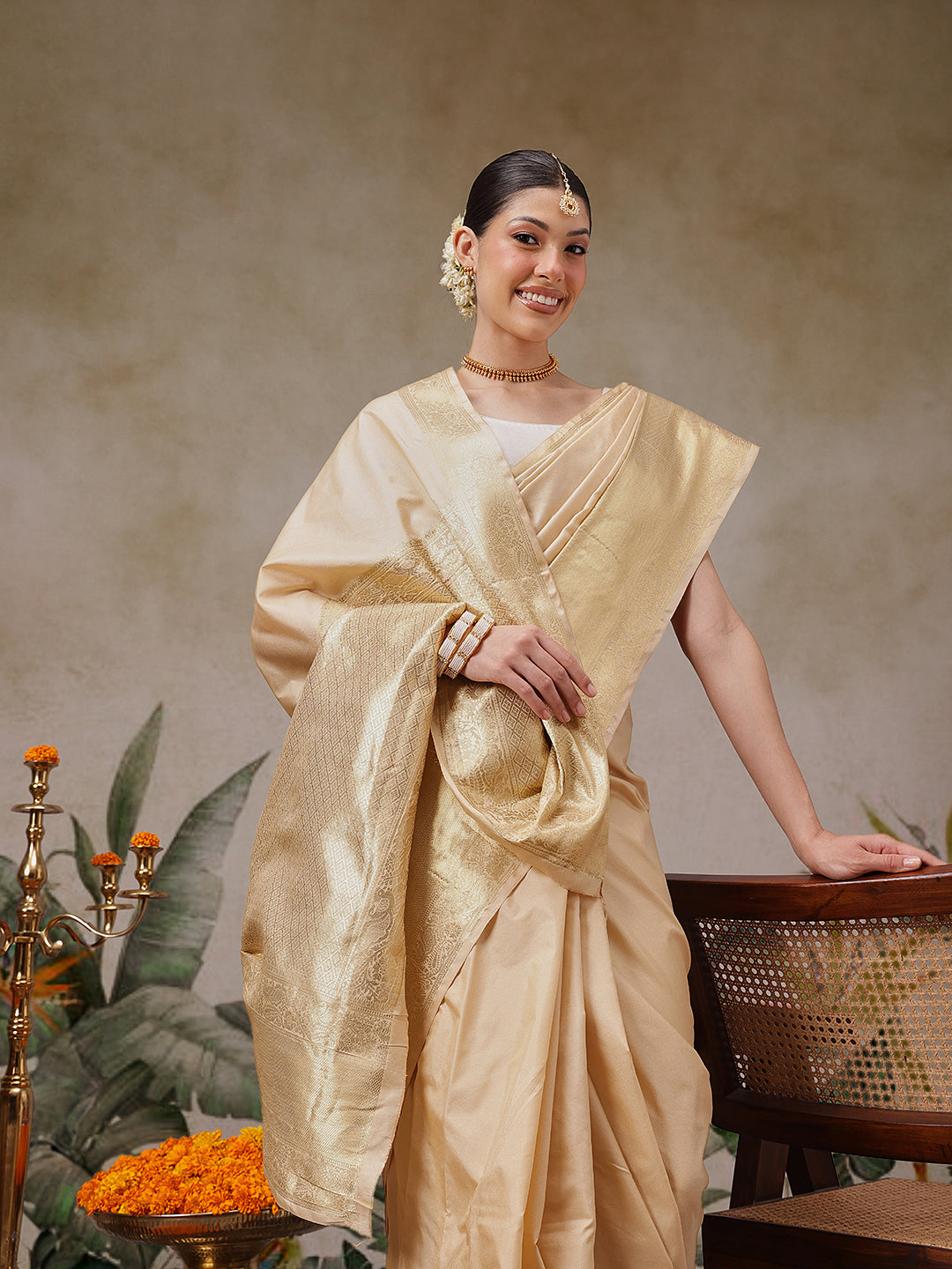 Onam Special Solid Saree With Zari Border