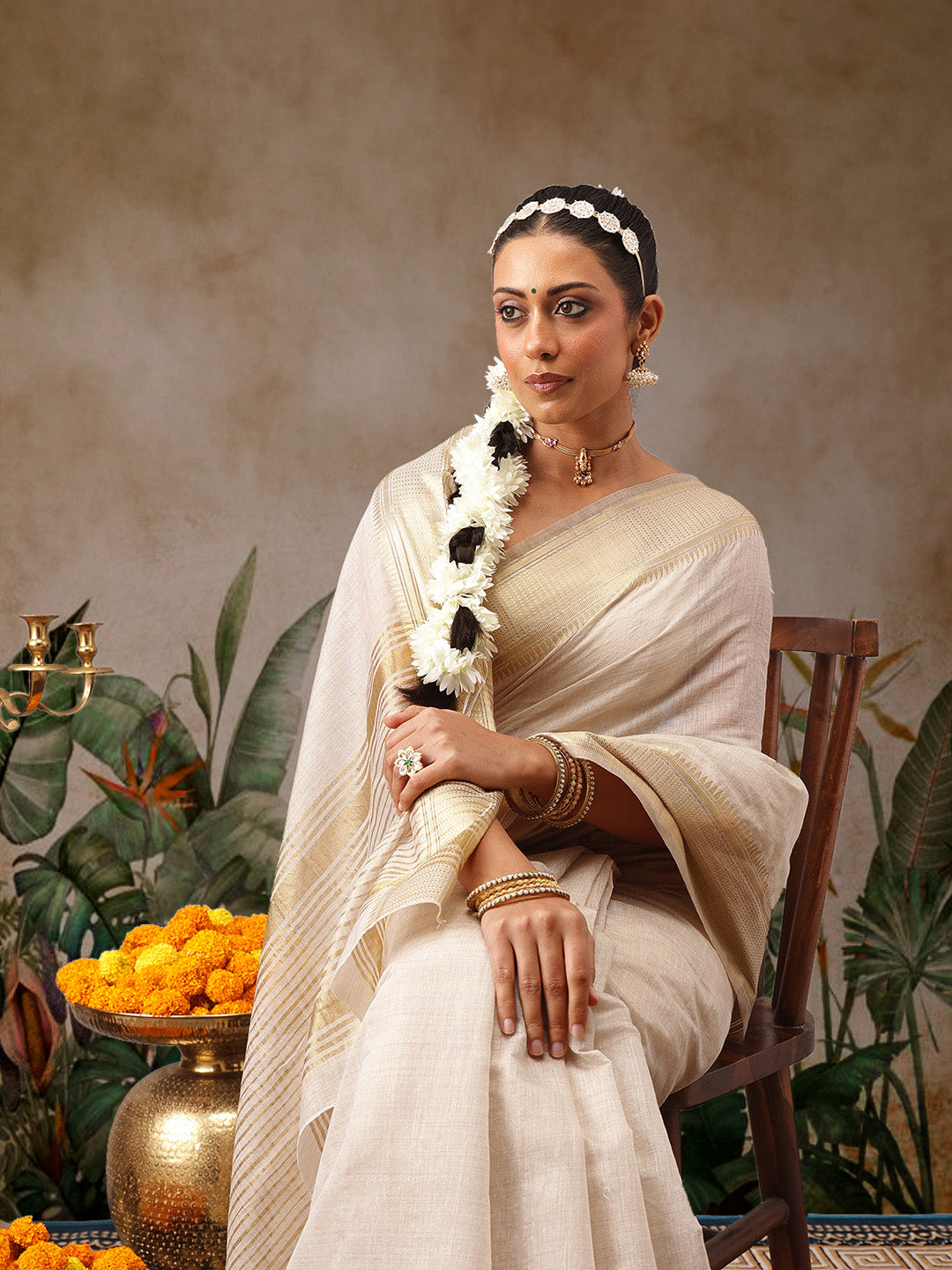 Onam Special Cotton Saree With Zari Work