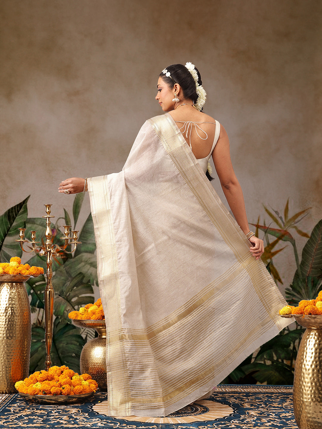 Onam Special Cotton Saree With Zari Work