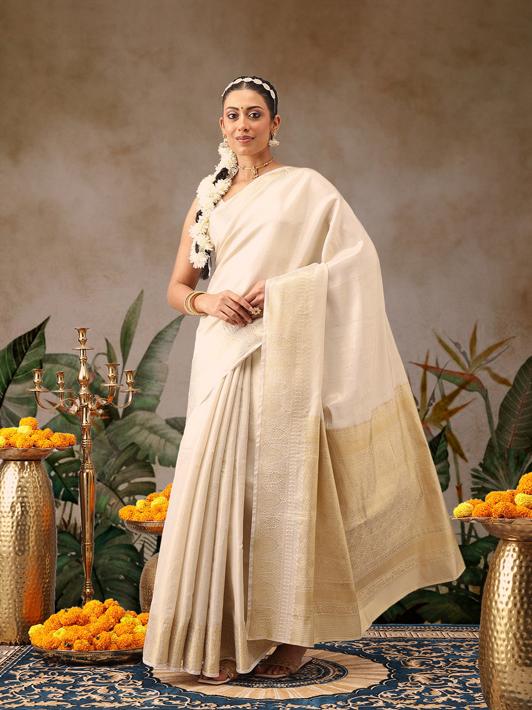 Onam Special Tissue Silk Solid Woven Saree