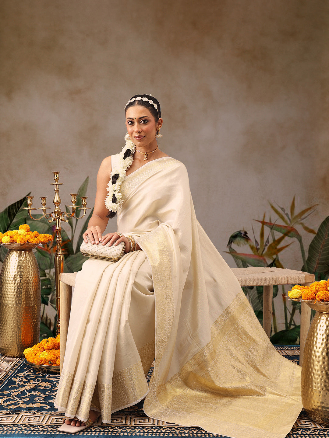 Onam Special Tissue Silk Solid Woven Saree