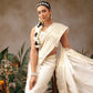 Onam Special Checks Pattern Off White Saree
