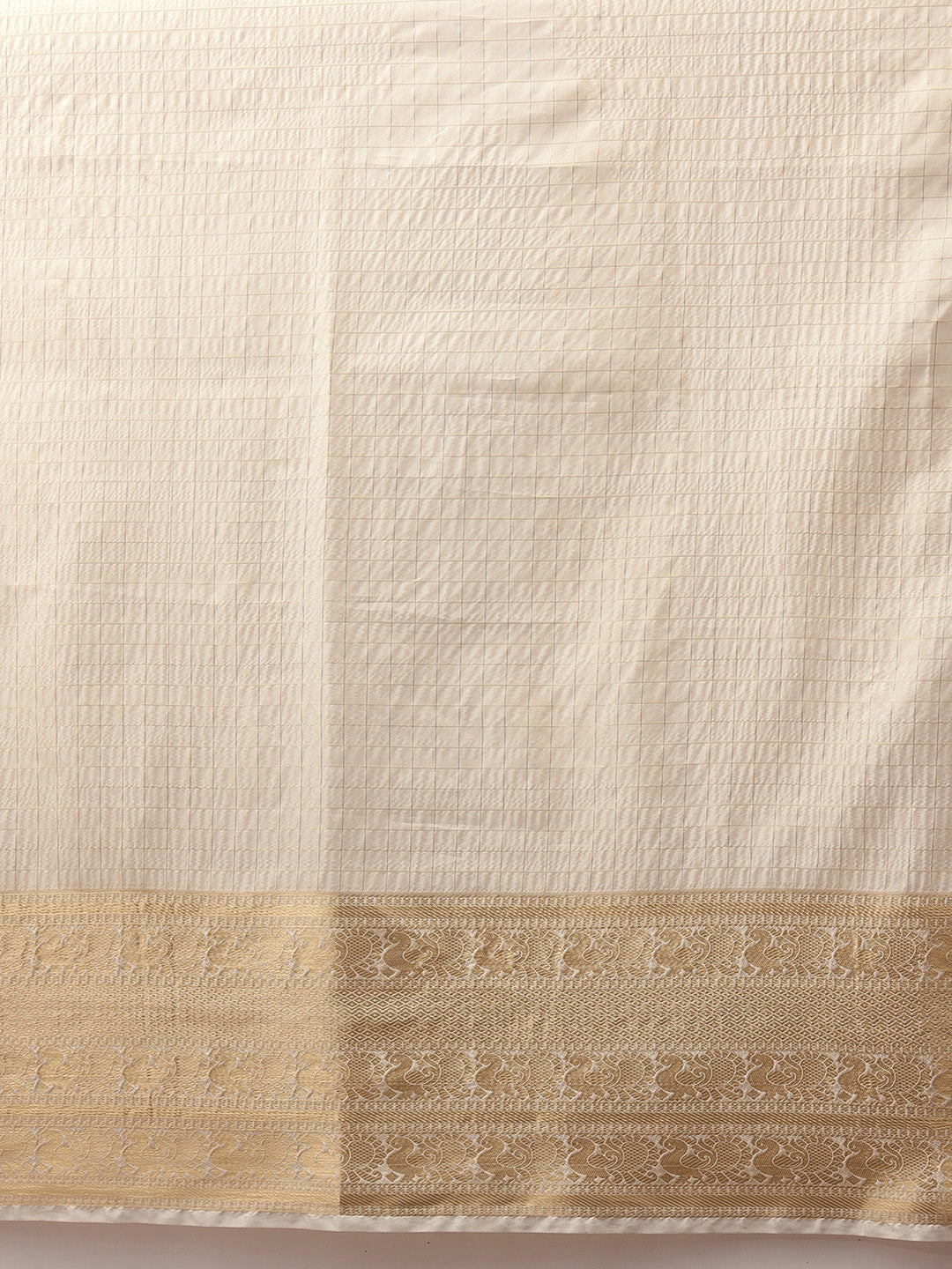 Onam Special Checks Pattern Off White Saree