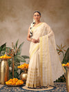 Onam Special Muga Checks Solid Saree With Zari Border