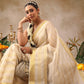Onam Special Muga Checks Solid Saree With Zari Border