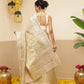 Women's Onam Special Kerla Kasavu Tissue Silk Solid Woven Saree With Brocade Blouse & Pallu