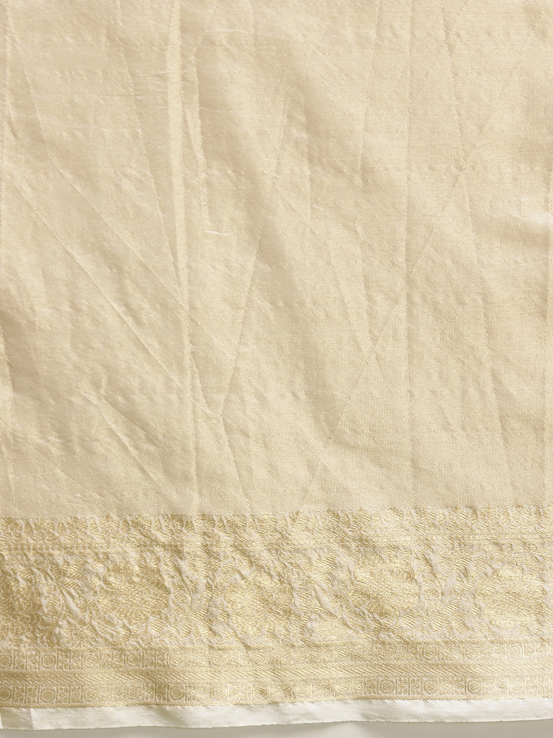 Women's Onam Special Kerla Kasavu Tissue Silk Solid Woven Saree With Brocade Blouse & Pallu