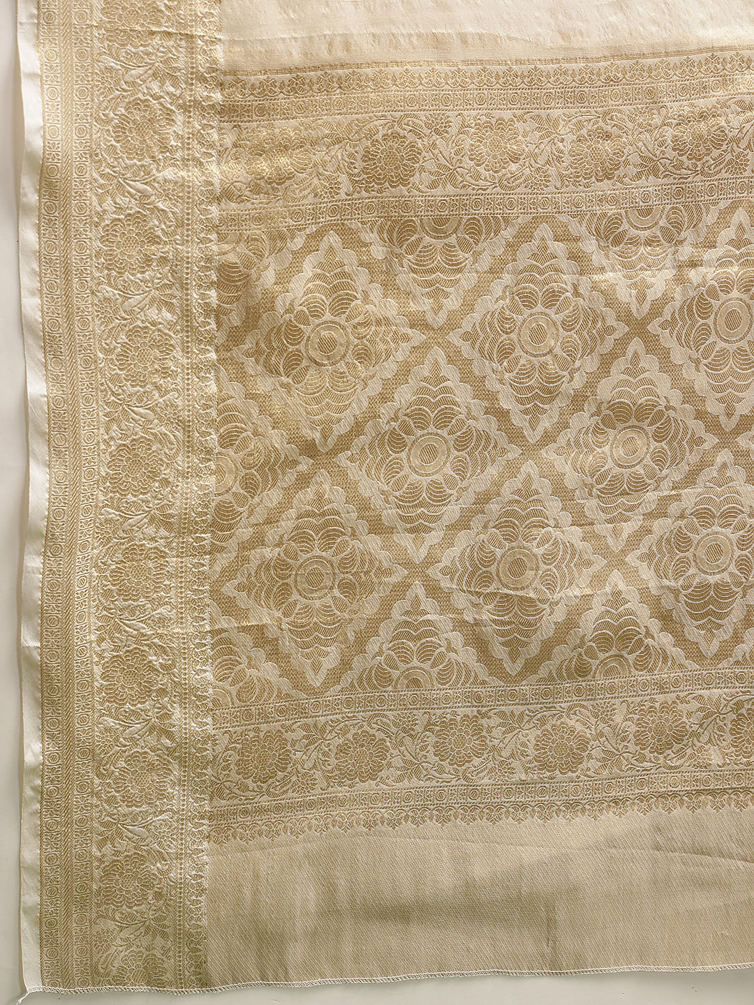 Women's Onam Special Kerla Kasavu Tissue Silk Solid Woven Saree With Brocade Blouse & Pallu