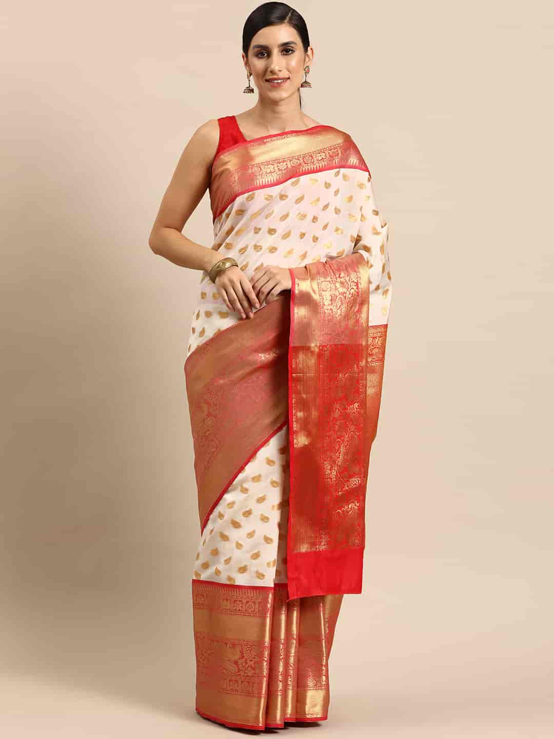 Woven Design Ethnic Motifs Zari Kasauv Saree