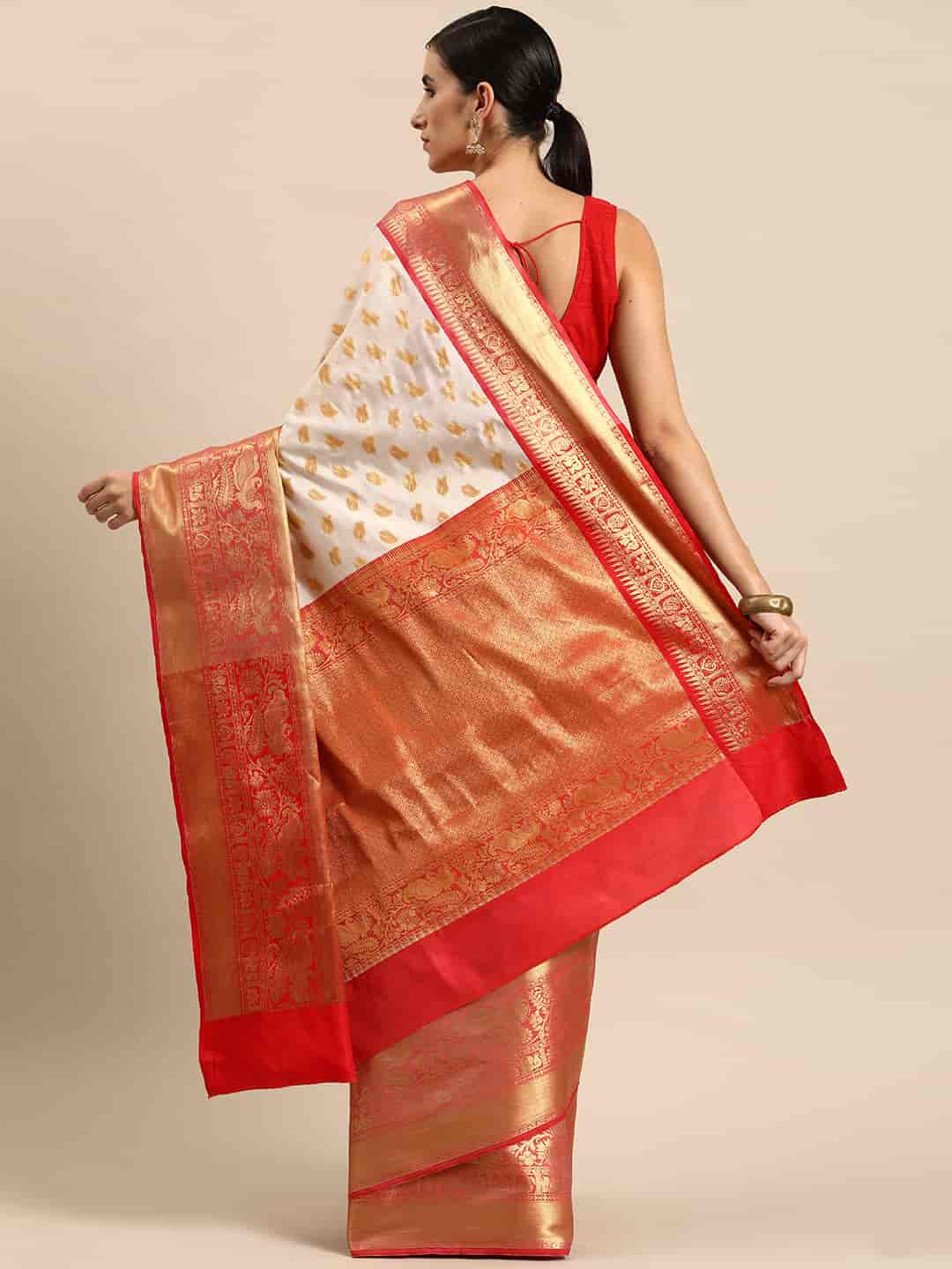 Woven Design Ethnic Motifs Zari Kasauv Saree