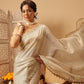 The Royal Cream Solid Muga Silk Saree Embellished With Gota Patti