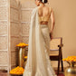 The Royal Cream Solid Muga Silk Saree Embellished With Gota Patti
