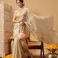 The Royal Cream Solid Muga Silk Saree Embellished With Gota Patti