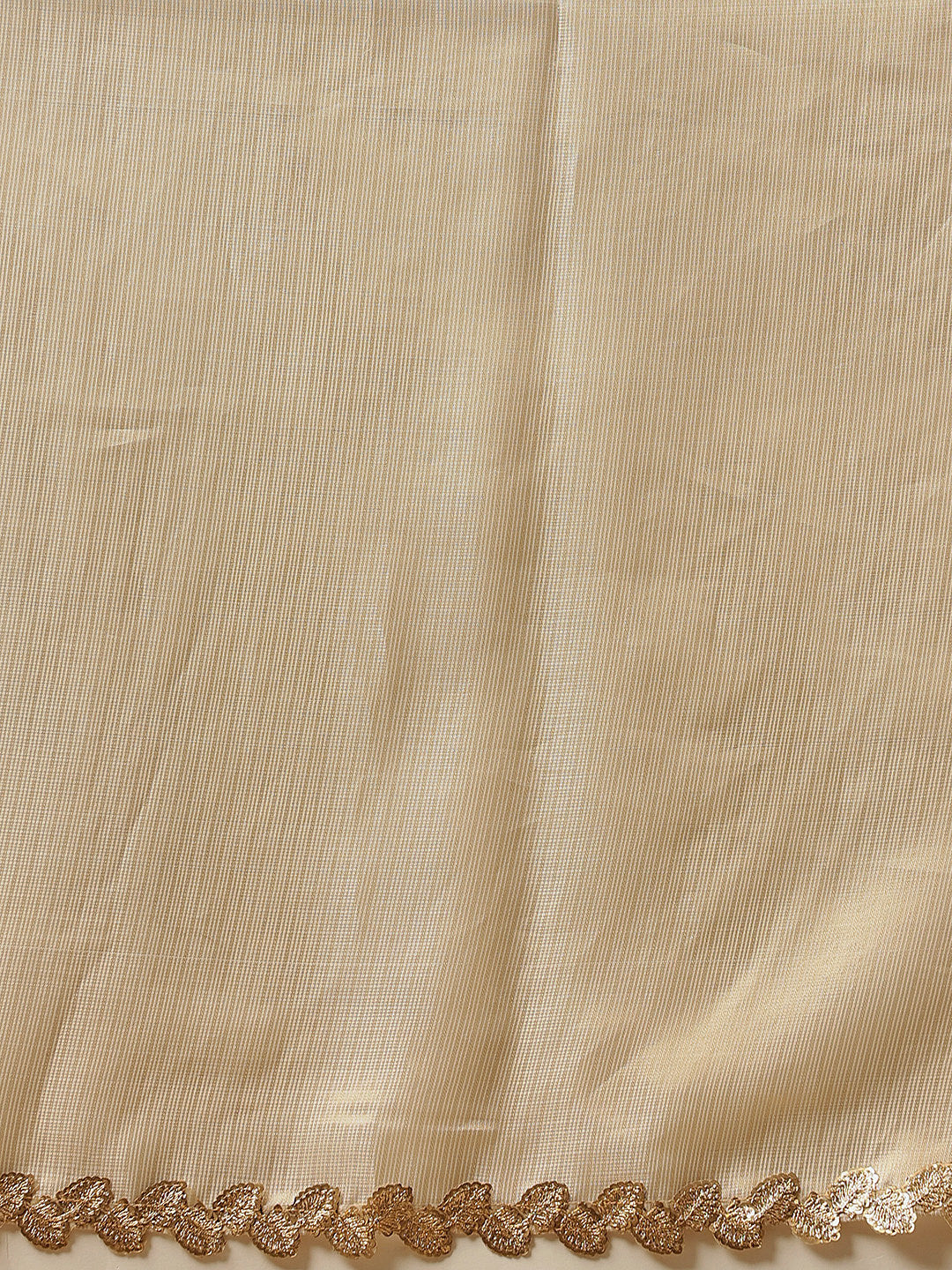 The Royal Cream Solid Muga Silk Saree Embellished With Gota Patti