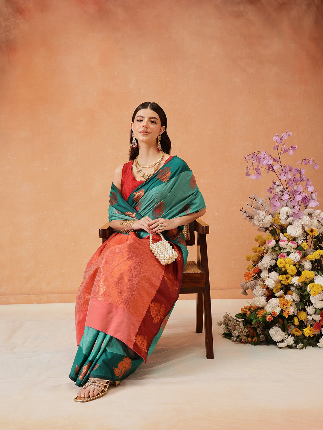 Banarasi Soft Silk Copper Zari Woven Saree